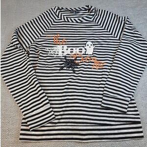 Feeling Festive The Boo Crew Halloween Striped Sequin Ghost Top Medium 206704